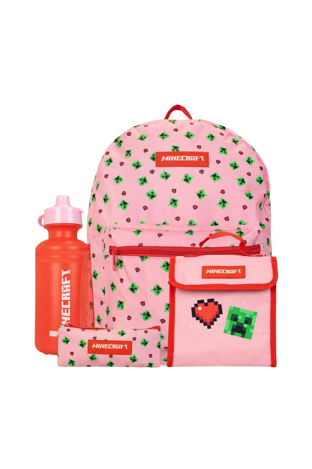 Детский рюкзак, набор из 4 предметов Minecraft, розовый