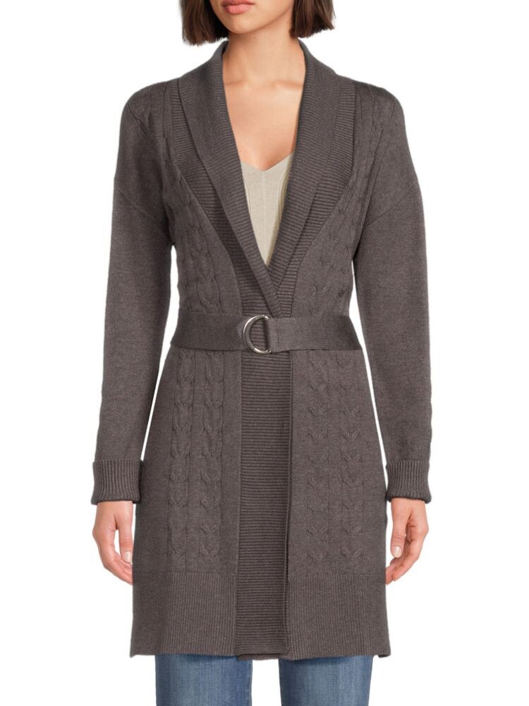 

Кардиган из смесовой шерсти с шалевым воротником и поясом Ellen Tracy, цвет Medium Grey