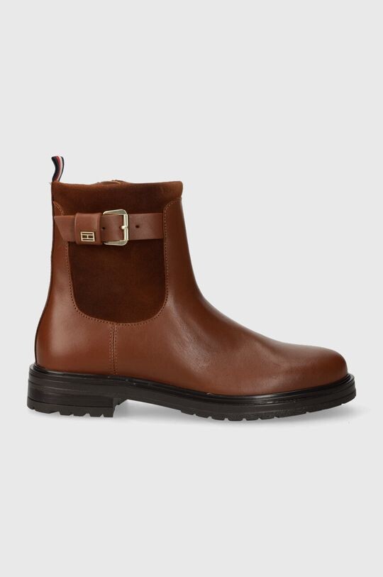 

Кожаные ботильоны BELT BOOTIE MIX MATERIALS Tommy Hilfiger, коричневый