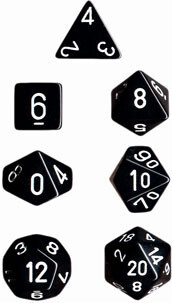 

Аксессуары Chessex Chessex Dice Set: Opaque Black w/White (7)