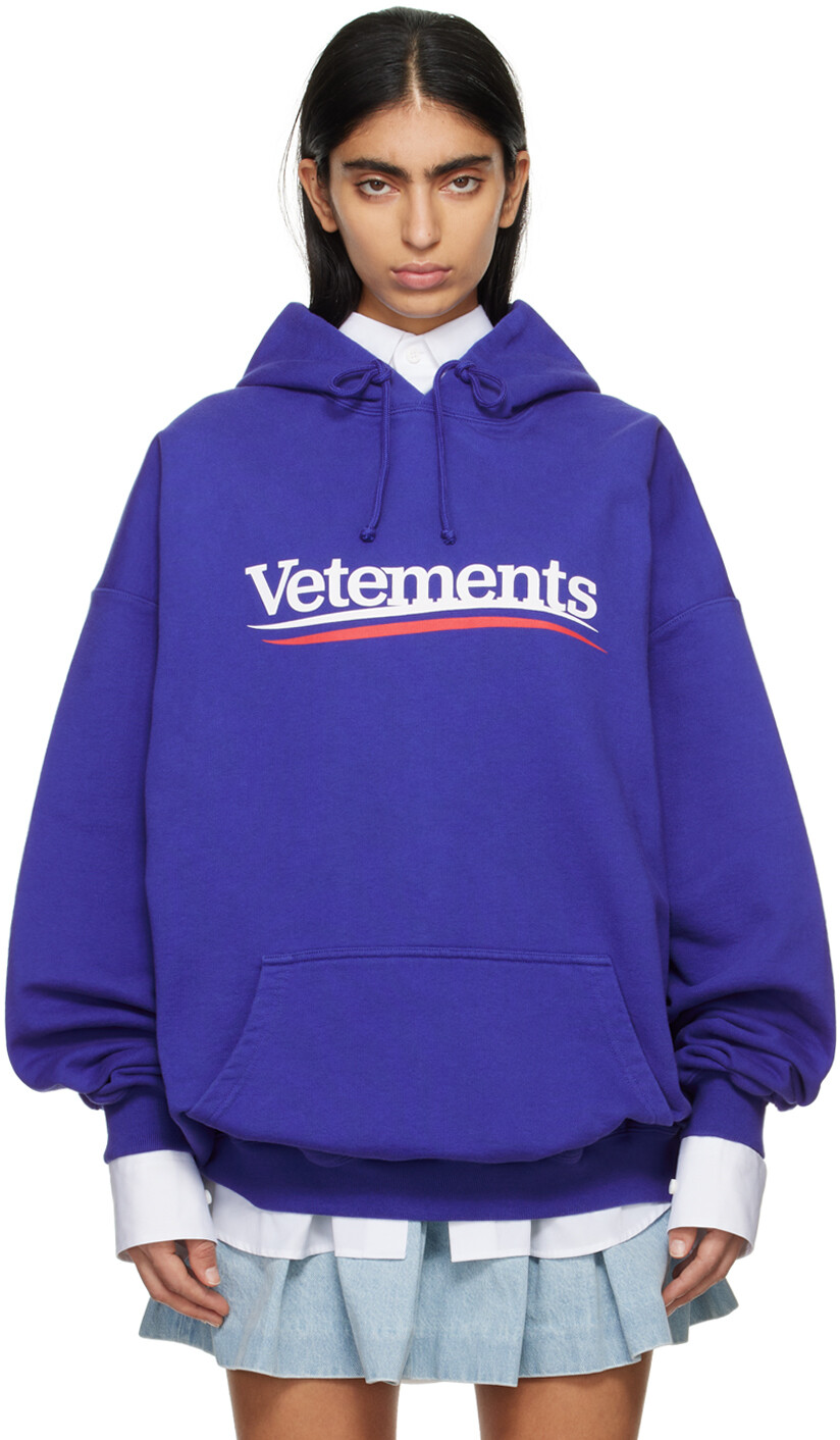 

Синяя толстовка с капюшоном в стиле кампании Vetements, цвет Royal blue