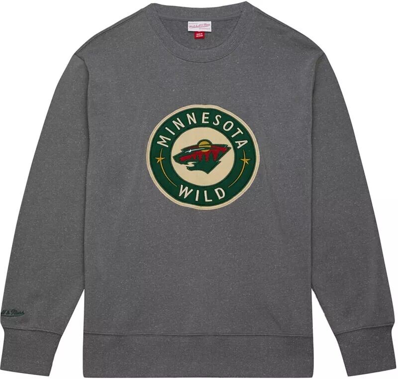 

Серый свитшот с круглым вырезом Mitchell & Ness Minnesota Wild Snow Wash