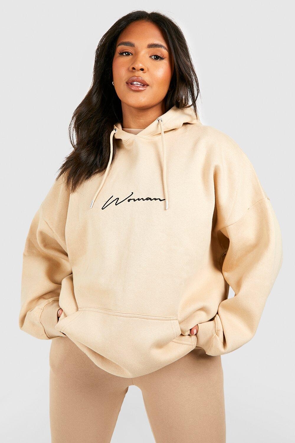 

Женская худи с вышивкой recycled plus Boohoo, серый
