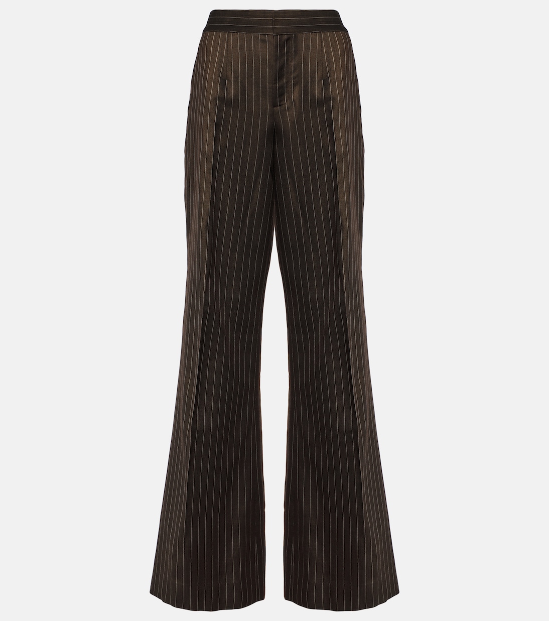 цена Расклешенные брюки широкого кроя из смесовой шерсти с татуировкой Jean Paul Gaultier, коричневый