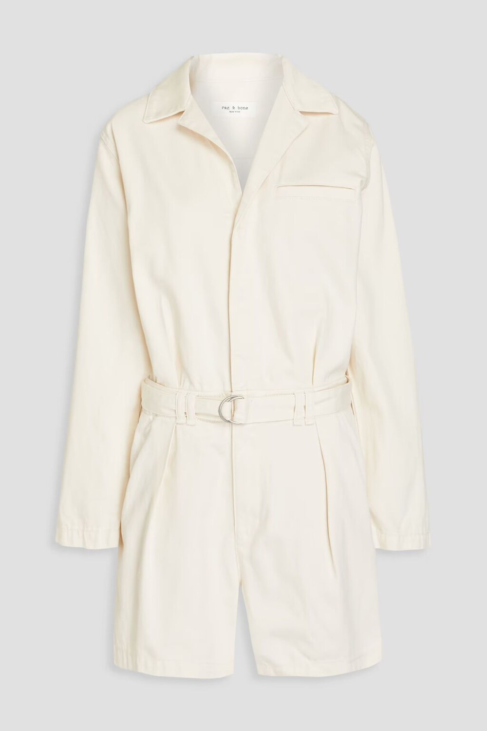 

Комбинезон из хлопка со складками и поясом Rag & Bone, экрю