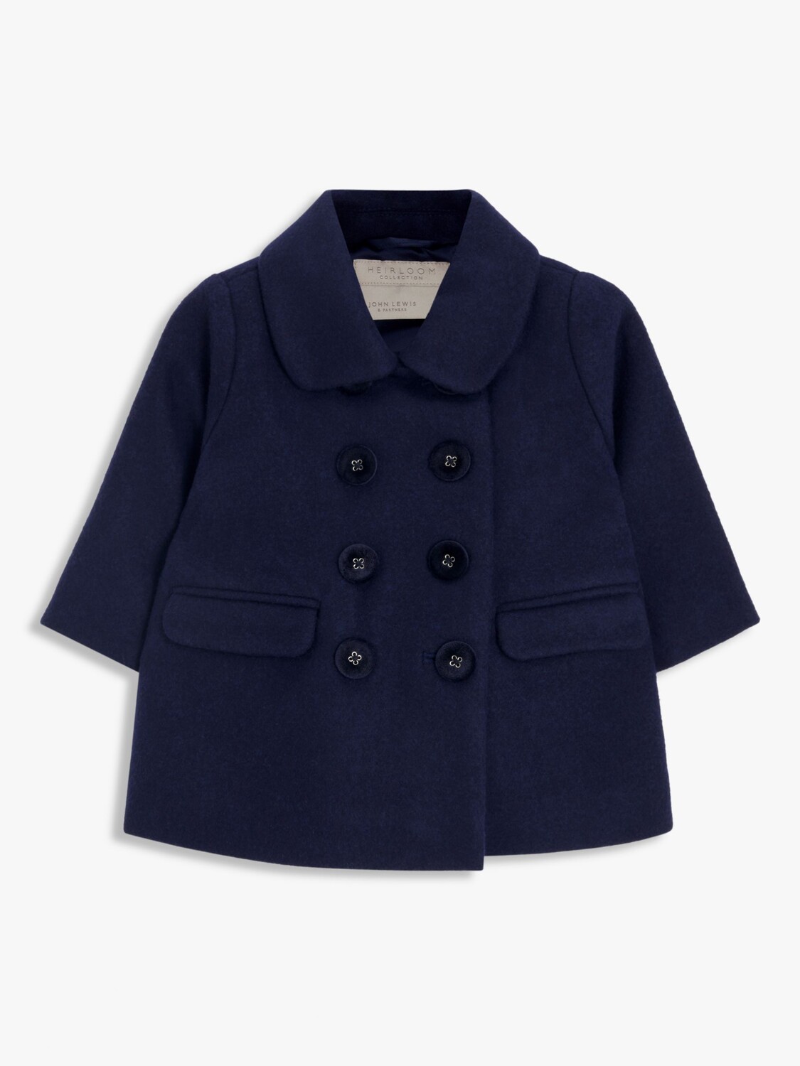 

Двубортное пальто из шерстяной смеси Heirloom Collection для малышей John Lewis Heirloom Collection, темно-синий