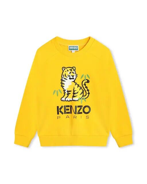 

Толстовка для мальчика с круглым вырезом и рисунком спереди Kenzo Kids, желтый