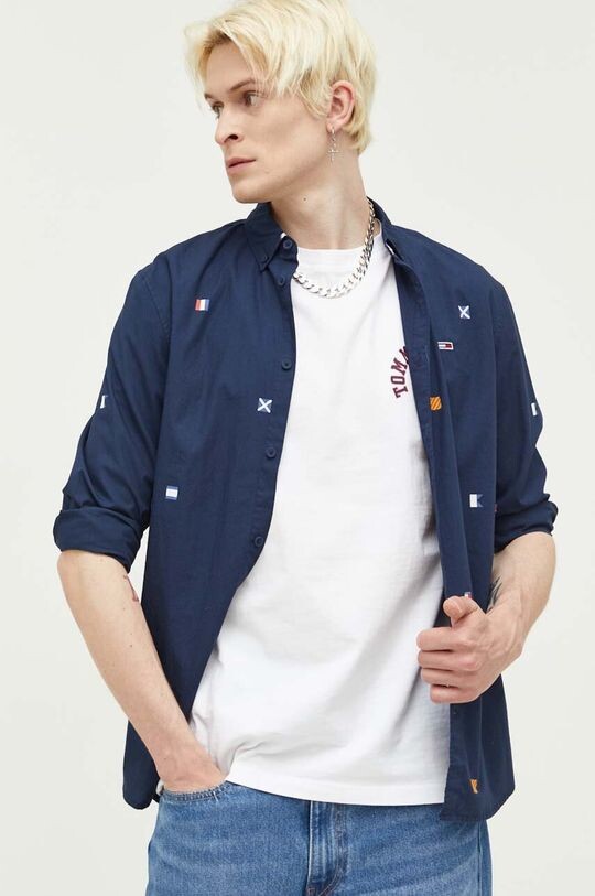 

Хлопковая рубашка Tommy Jeans, темно-синий