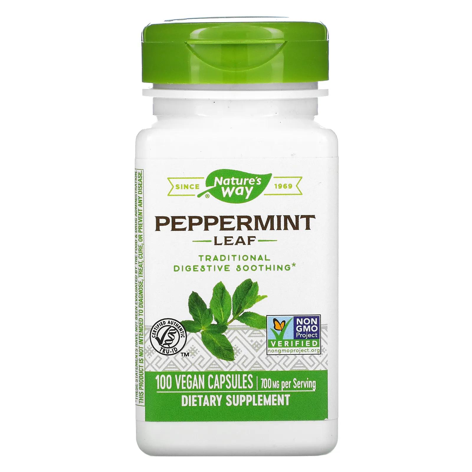 Nature's Way Peppermint Leaf 350 mg 100 Vegetarian Capsules nature s way olive leaf 500 mg 100 vegetarian capsules