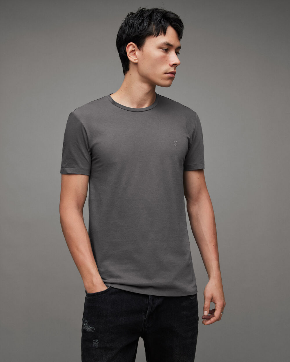 Узкая футболка Tonic с круглым вырезом Ramskull AllSaints, галактический серый