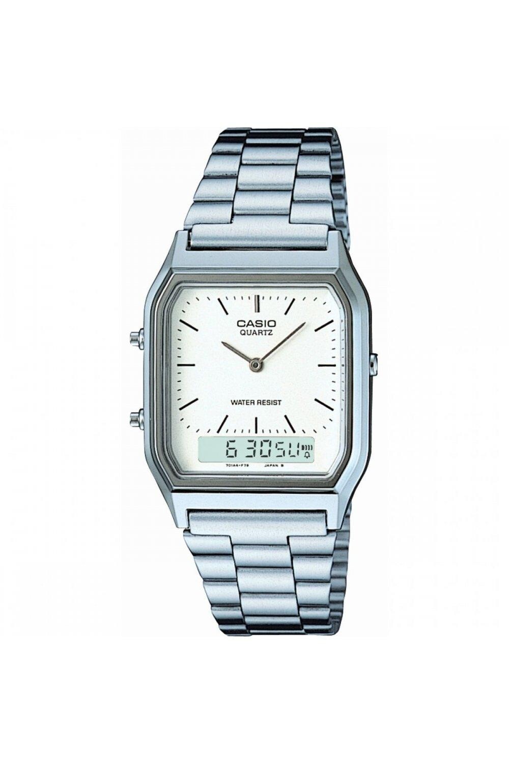 

Классические комбинированные часы из нержавеющей стали — Aq-230A-7Dmqyes Casio, белый