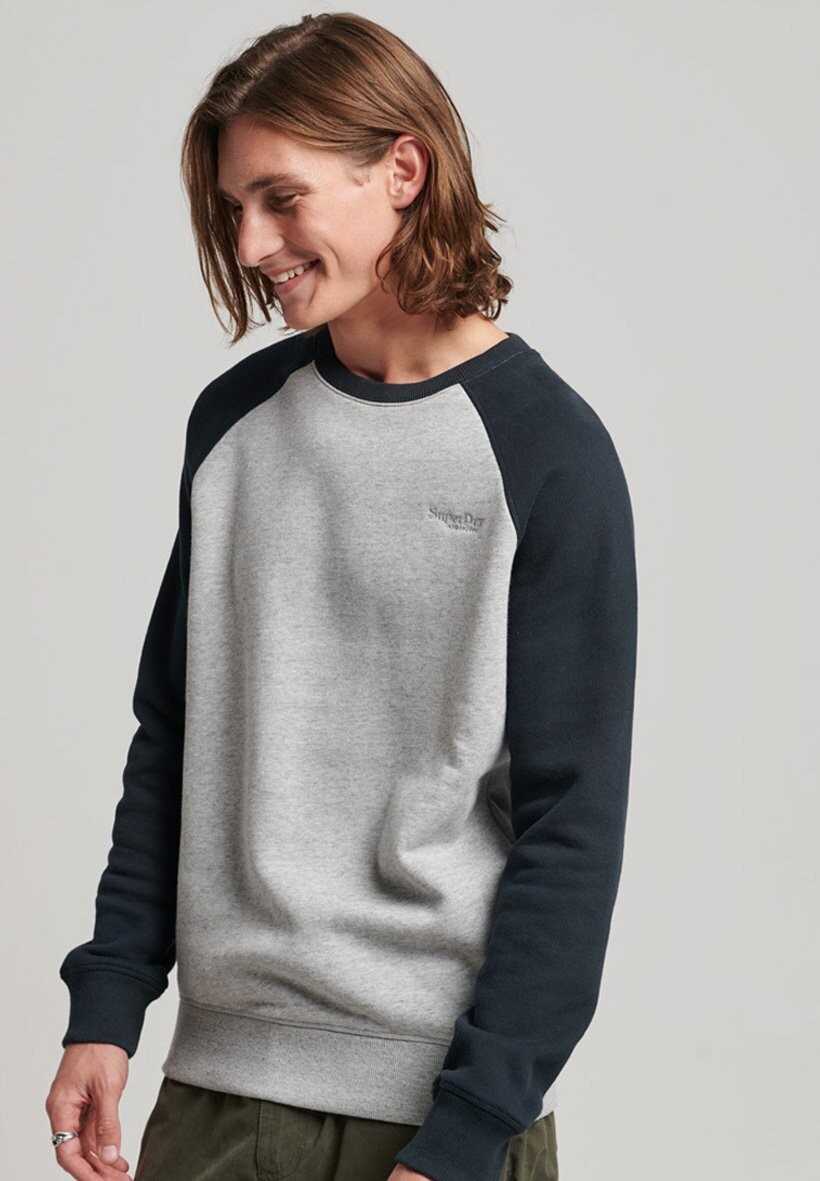 

Толстовка Superdry Baseball Crew, athletic grey marl eclipse navy, Серый