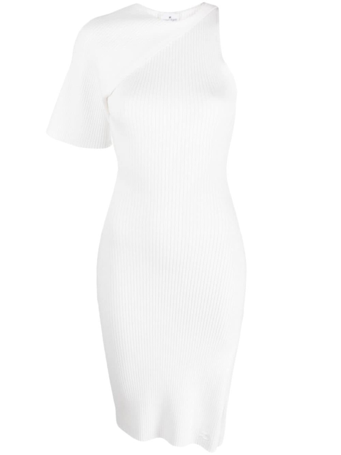 

Courrèges single-sleeve ribbed dress, белый