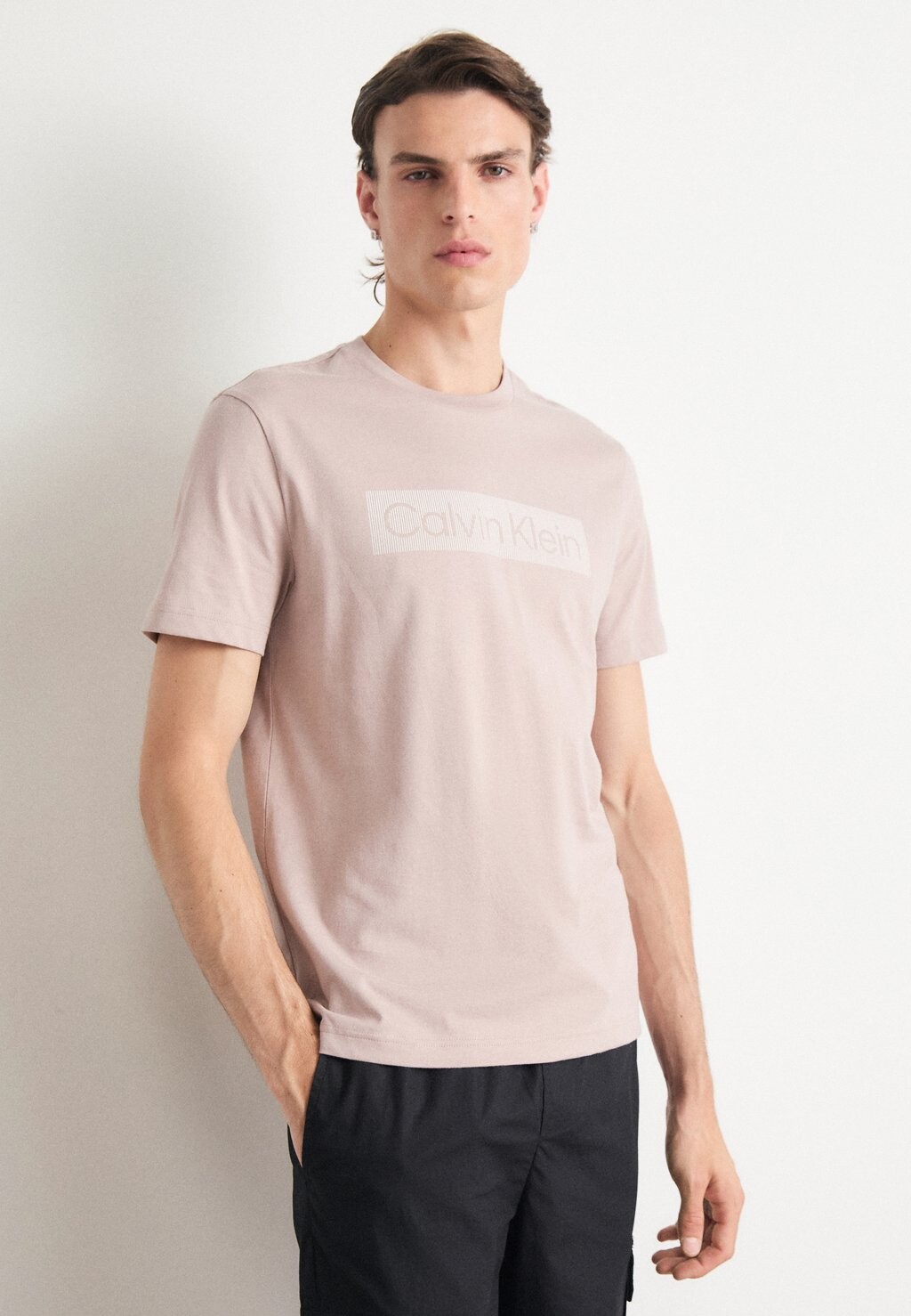 

Футболка с принтом BOX STRIPED LOGO Calvin Klein, серо-коричневый