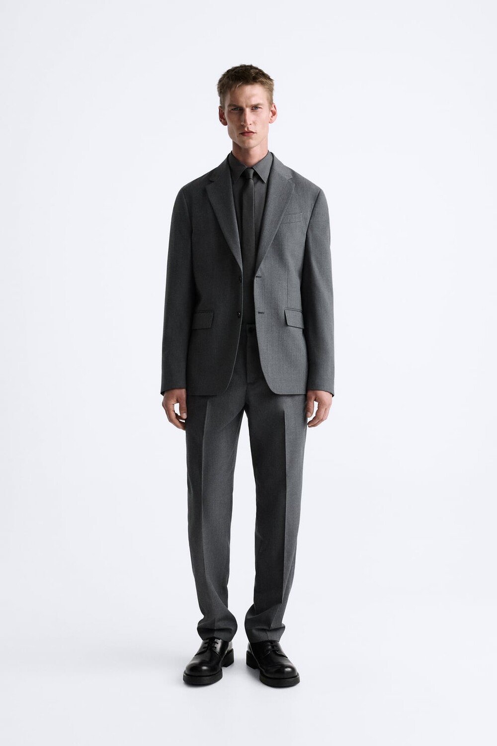 

Шерстяные костюмные брюки ZARA, серый