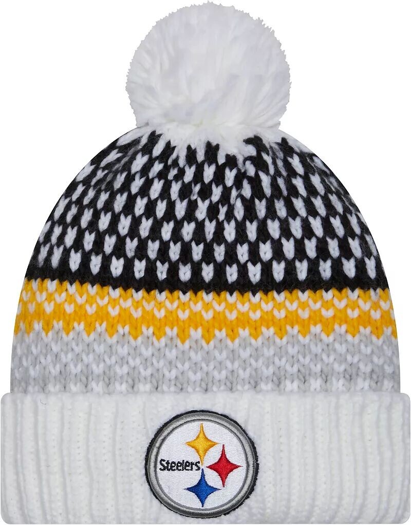 

Женская белая вязаная шапка New Era Pittsburgh Steelers 2023 Sideline