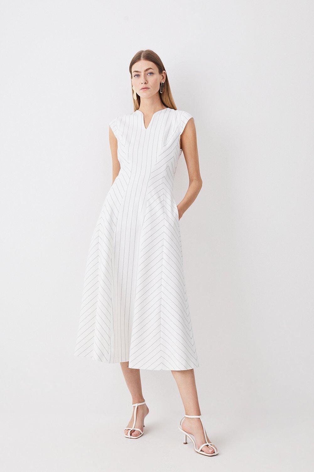 

Асимметричный шов в белую полоску Midaxi Karen Millen, белый