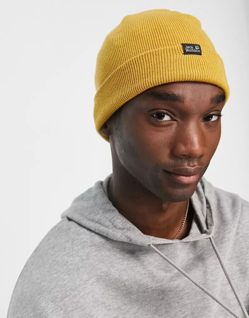 

Желтая вязаная шапка в рубчик Jack Wolfskin