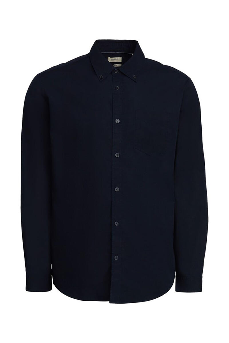Базовая хлопковая рубашка обычного кроя Esprit, темно-синий