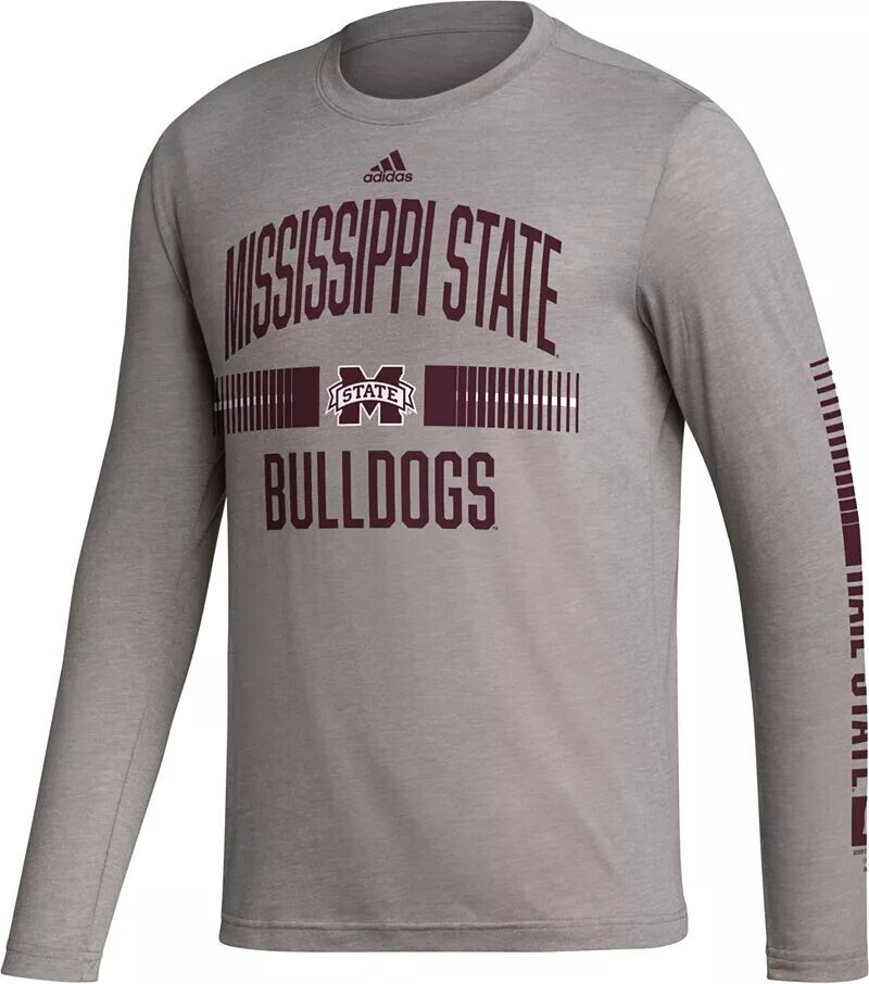

Мужская серая футболка с длинными рукавами Adidas Mississippi State Bulldogs
