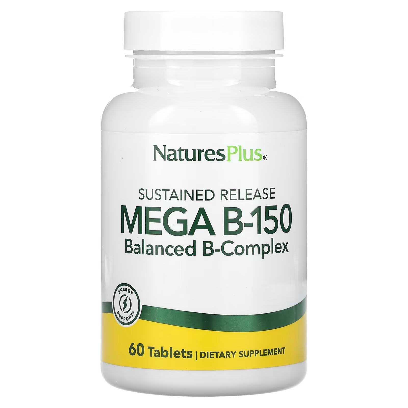 Биологически активная добавка NaturesPlus Mega B-150 с пролонгированным высвобождением, 60 таблеток биологически активная добавка naturesplus 1000 мг 60 таблеток