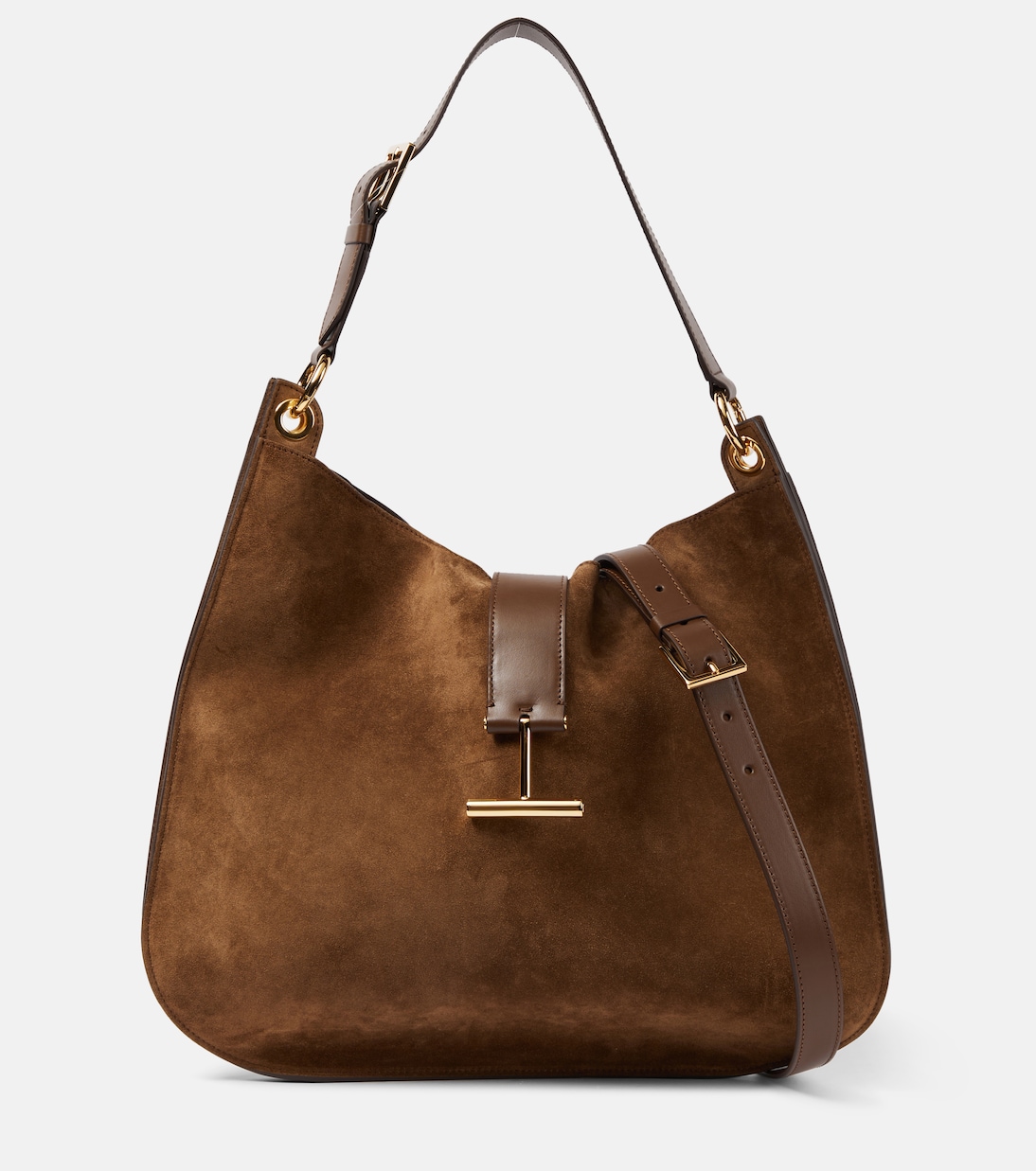 Кожаная сумка через плечо с логотипом Tom Ford, коричневый
