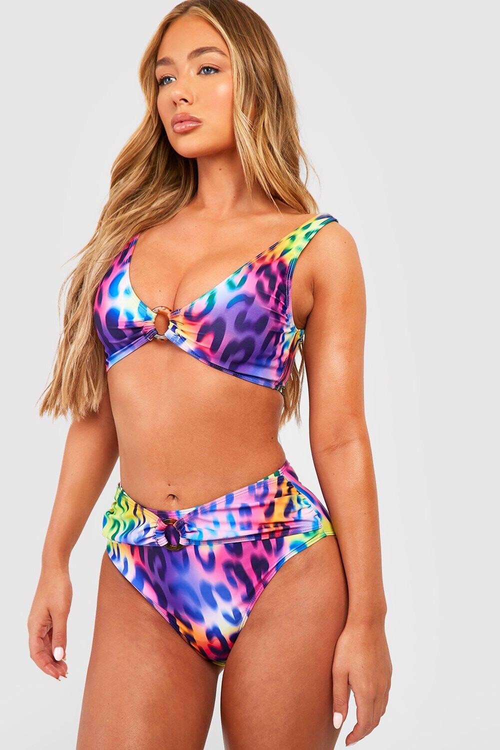 

Брюки бикини с леопардовым кольцом для контроля животка Boohoo, фиолетовый