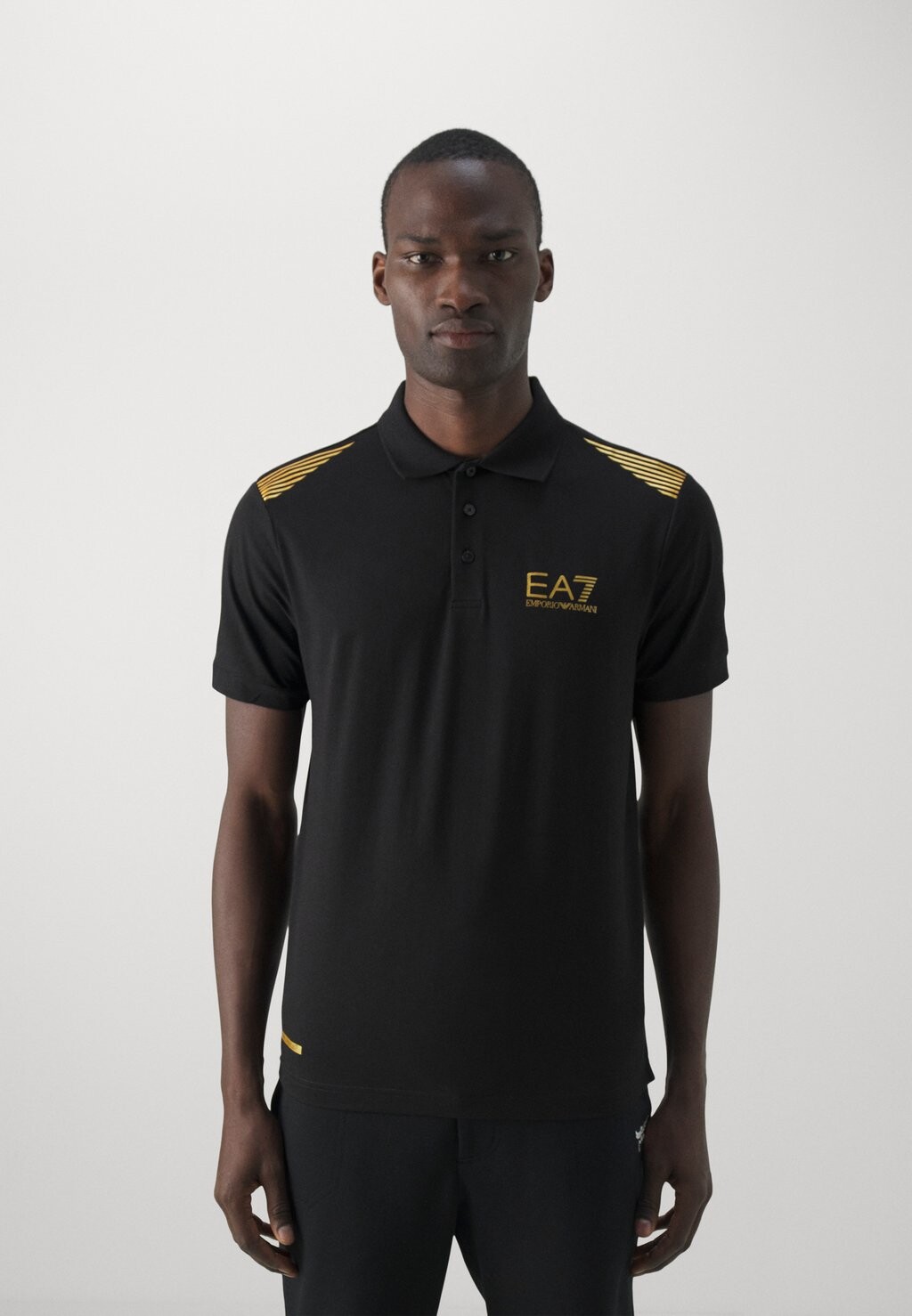 

Поло Train Lines EA7 Emporio Armani, цвет black gold