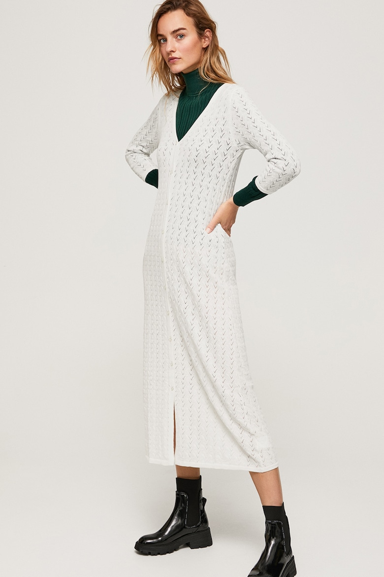 Платье-Свитер с кружевом и ажуром Pepe Jeans London, белый платье твоё с ажуром 48 размер