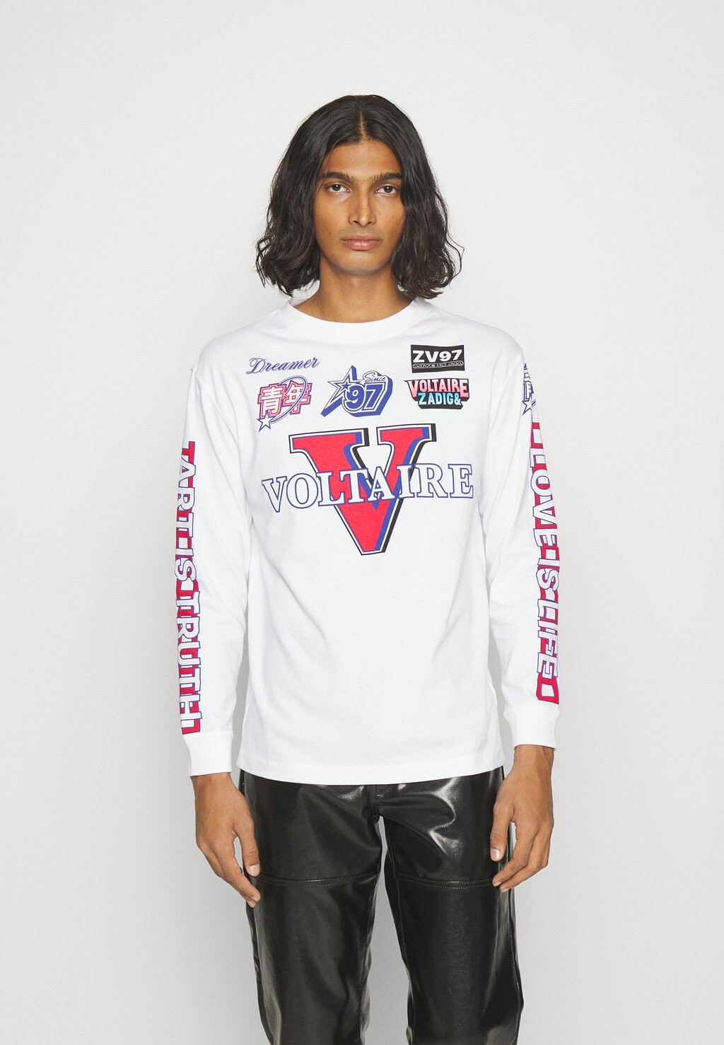 

Футболка с длинным рукавом Noane Multibadge Unisex Zadig & Voltaire, цвет blanc