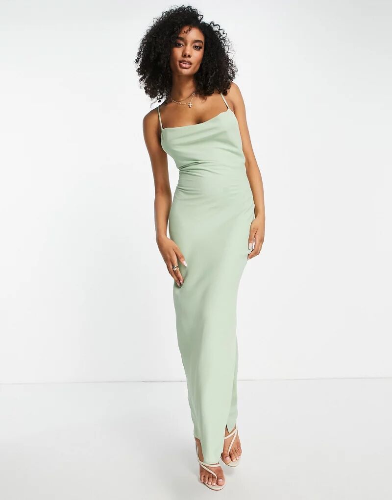 Зеленое платье-комбинация со шнуровкой на спине ASOS Bridesmaid