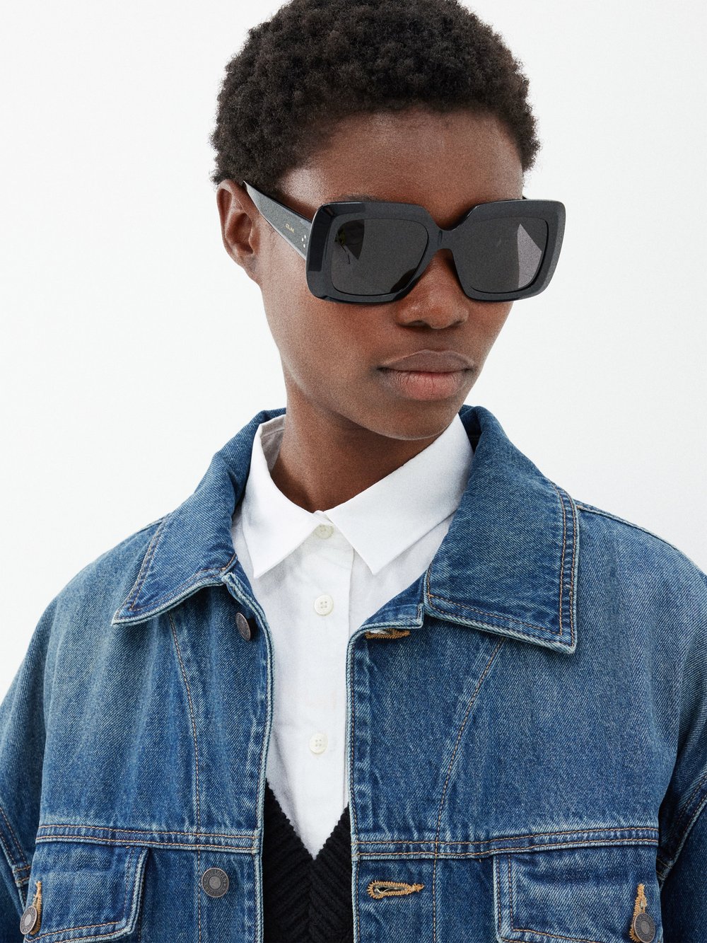 Массивные квадратные солнцезащитные очки из ацетата Celine Eyewear, черный
