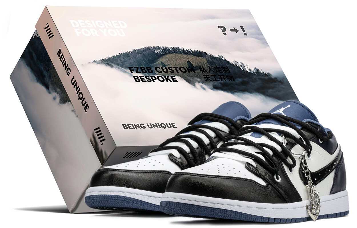 

Кроссовки Air Jordan 1 Vintage Basketball Shoes Men Low-top Black/Blue, черный/темно-синий