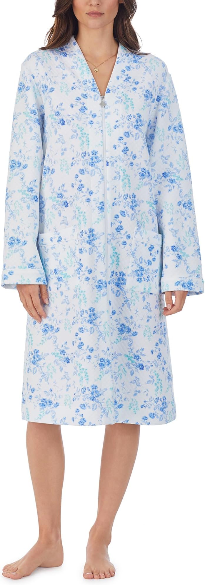 

Халат Long Sleeve Diamond Quilted Robe Eileen West, цвет Aqua Floral