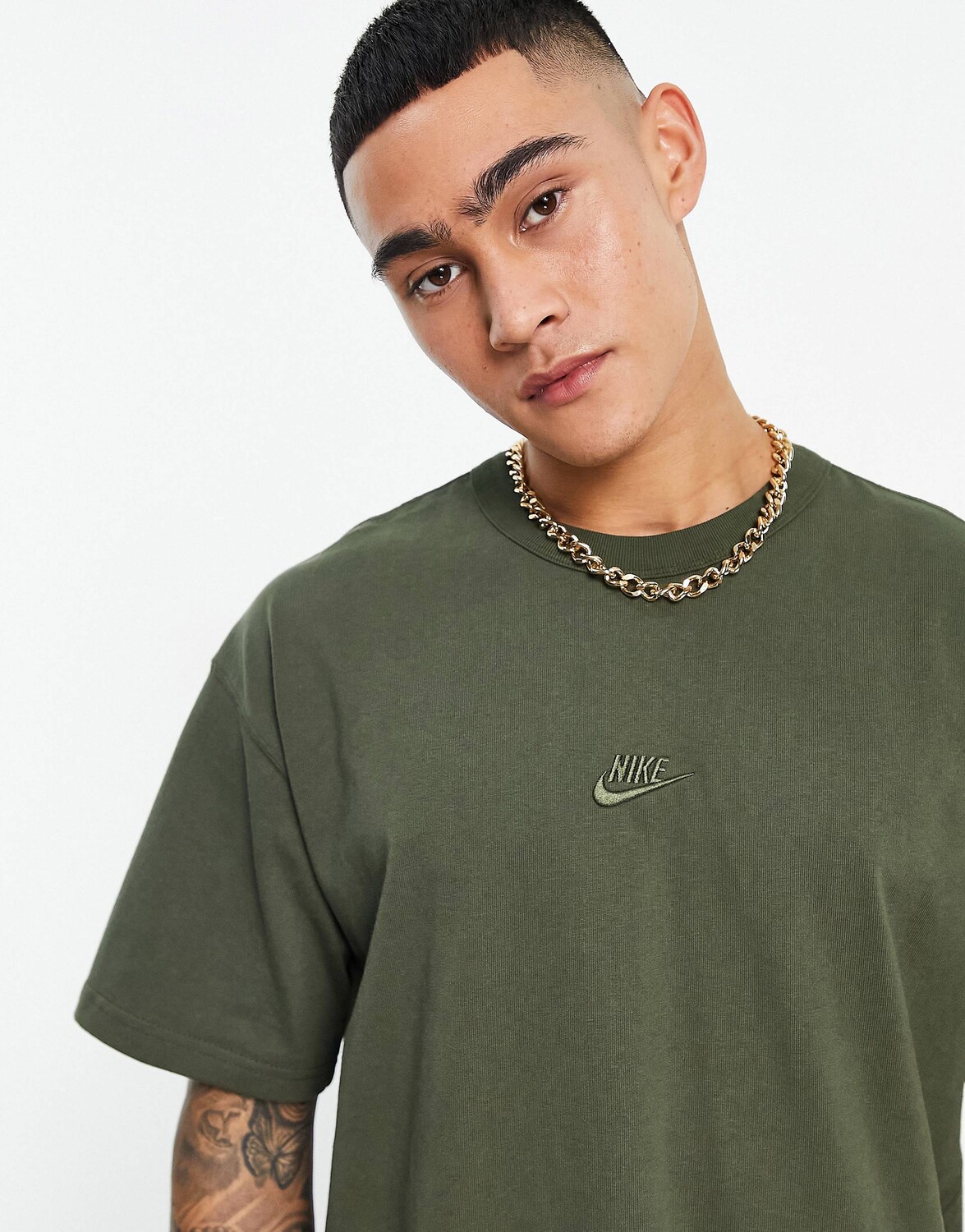 

Тяжелая футболка оверсайз цвета хаки Nike Premium