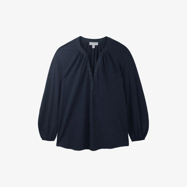 

Топ свободного кроя из хлопкового джерси The White Company, темно-синий