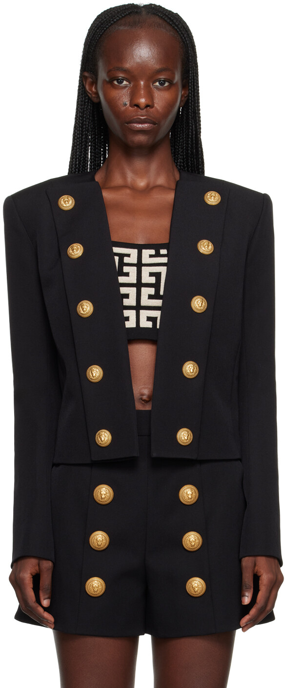 

Черная открытая куртка Balmain, Черный, Черная открытая куртка Balmain