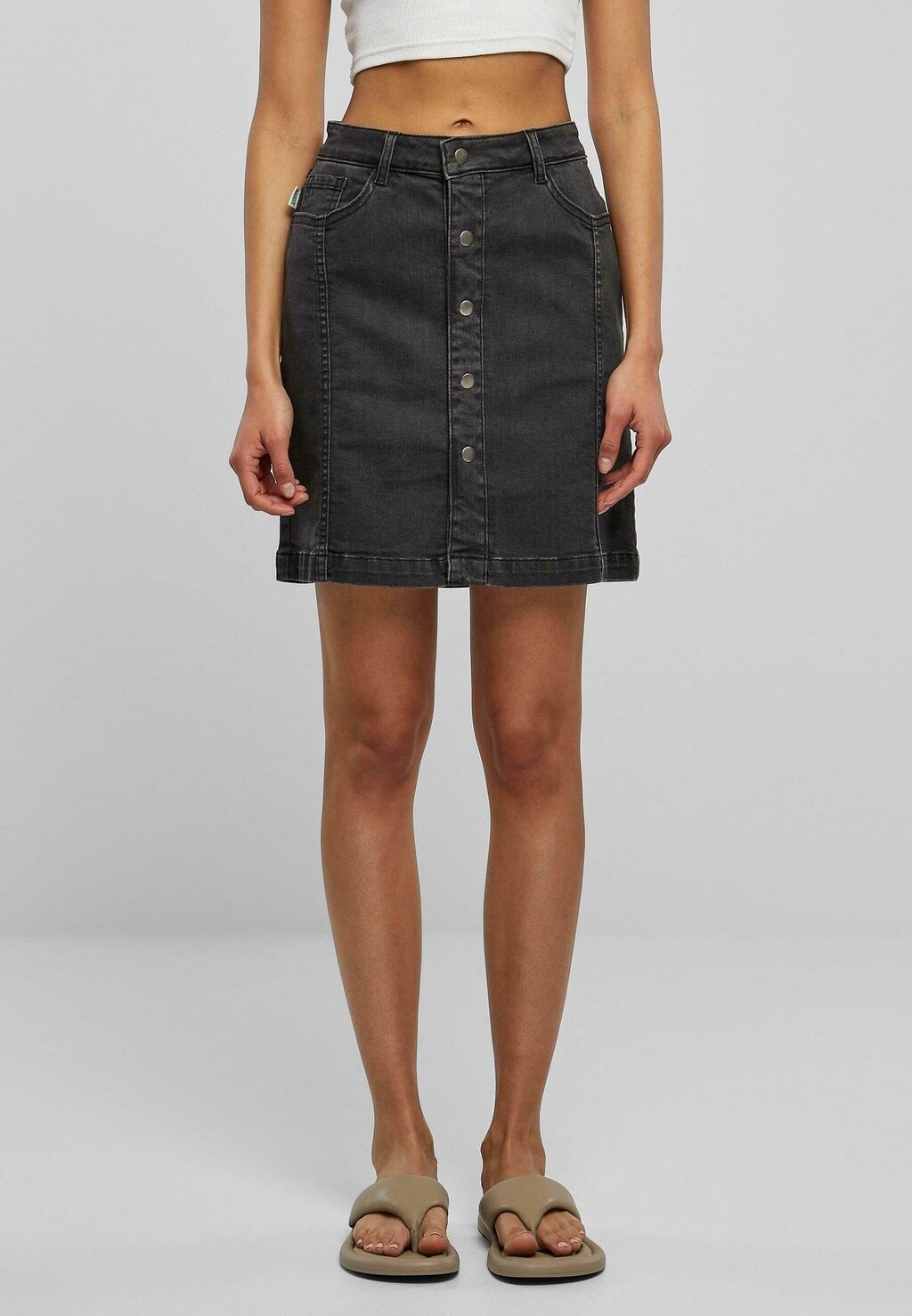 

Юбка Urban Classics ORGANIC STRETCH BUTTON, черный, цвет black washed