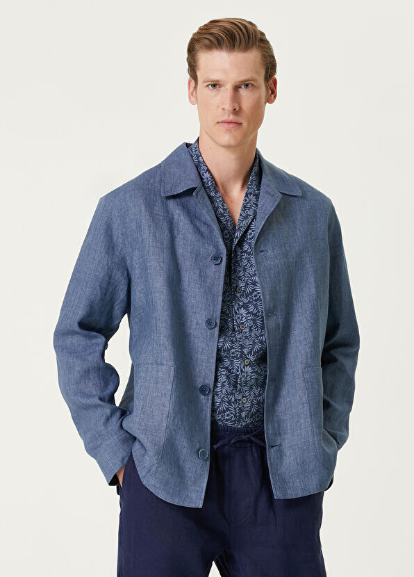 

Льняная верхняя рубашка Beymen Collection, синий