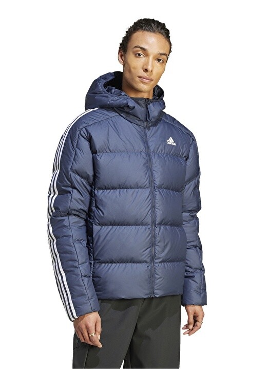 

Светло-темно-синее мужское пальто с капюшоном Adidas, Синий