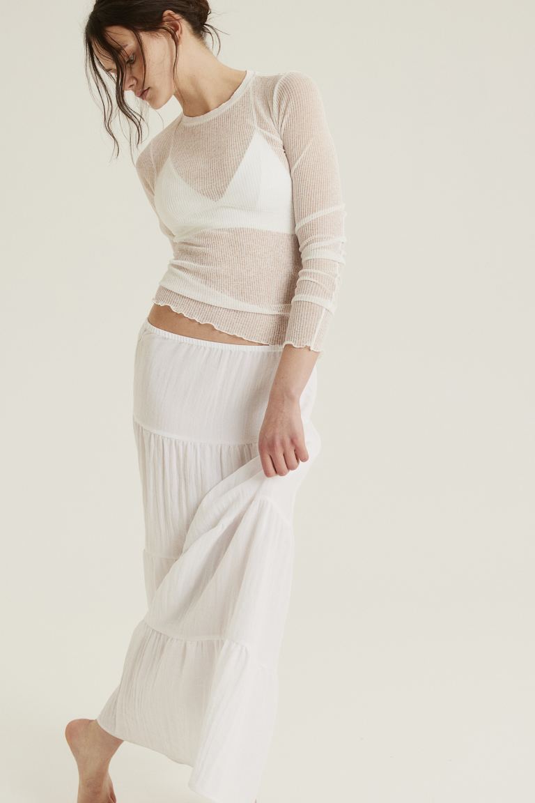 Длинная многоярусная юбка H&M, белый юбка карандаш baon макси пояс на резинке размер s 44 коричневый