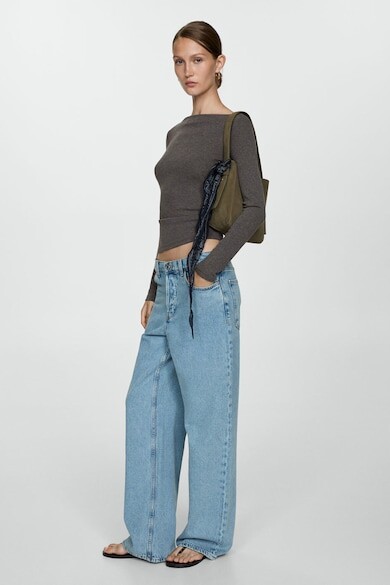 

Блузка с воротником-лодочкой Mango, меланжевый темно-серый