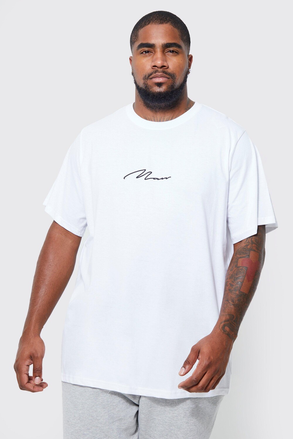 

Футболка plus man signature с круглым вырезом Boohoo, белый