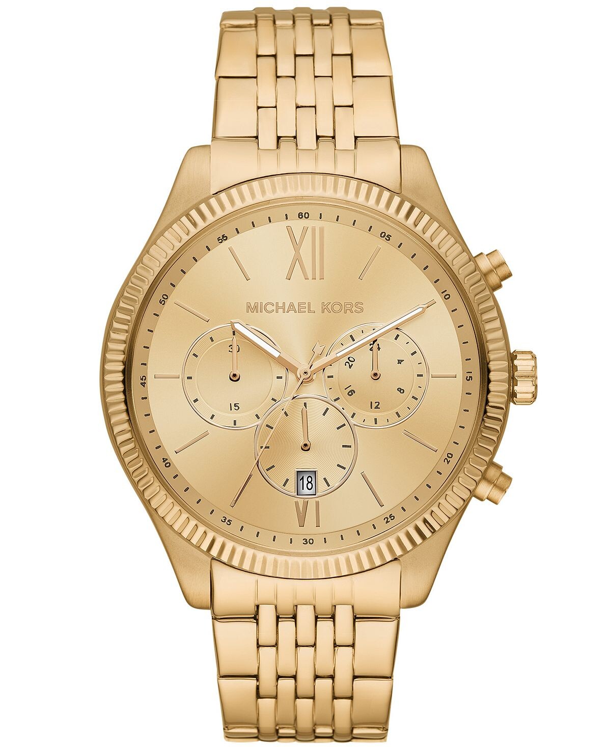 

Мужские часы Benning Chronograph с золотистым браслетом из нержавеющей стали, 43 мм Michael Kors