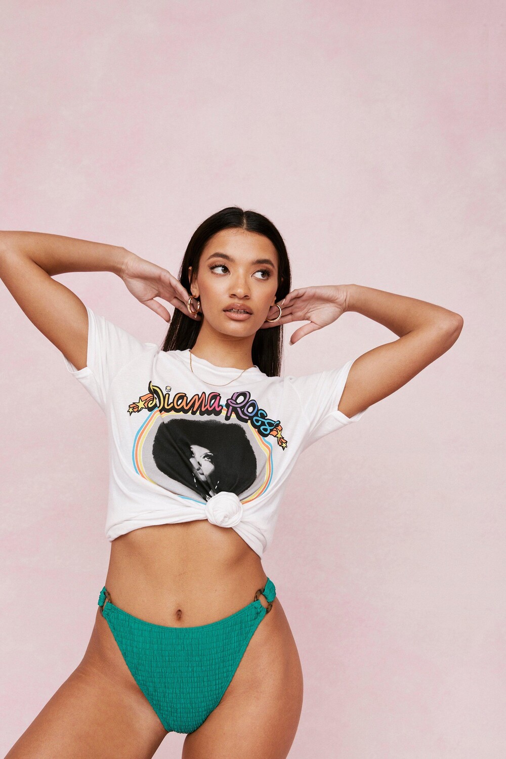 

Высокие плавки бикини с уплотнительным кольцом и складками Nasty Gal, зеленый