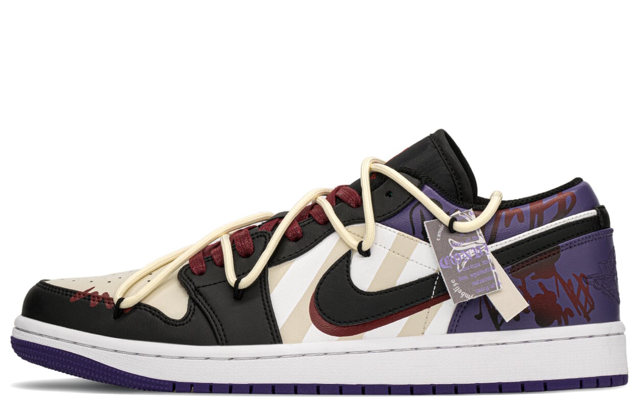 

Кроссовки Air Jordan 1 Vintage Basketball Shoes Men Low-top Black/purple, фиолетовый