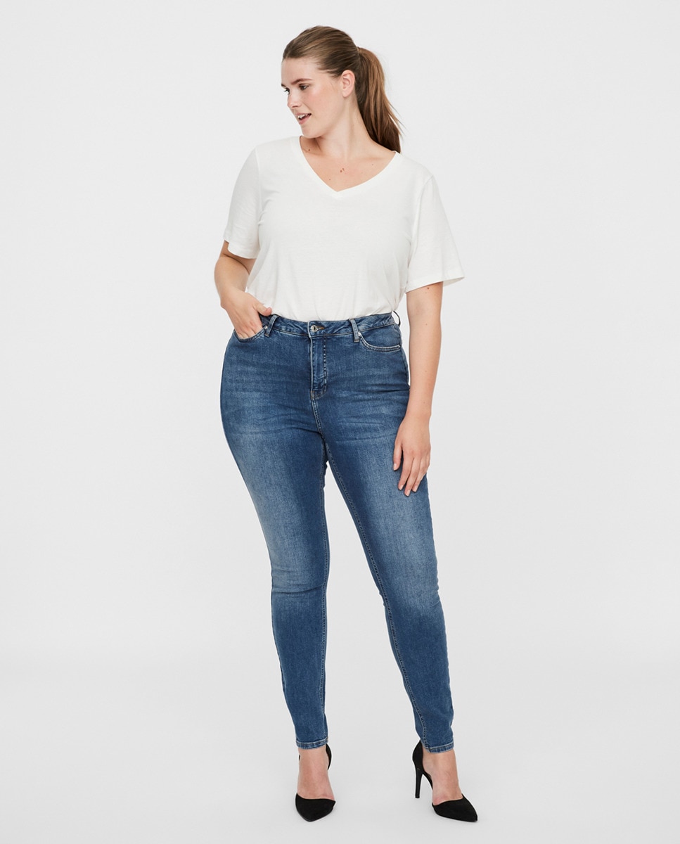Женские джинсы скинни Lora Vero Moda Curve, темно-синий