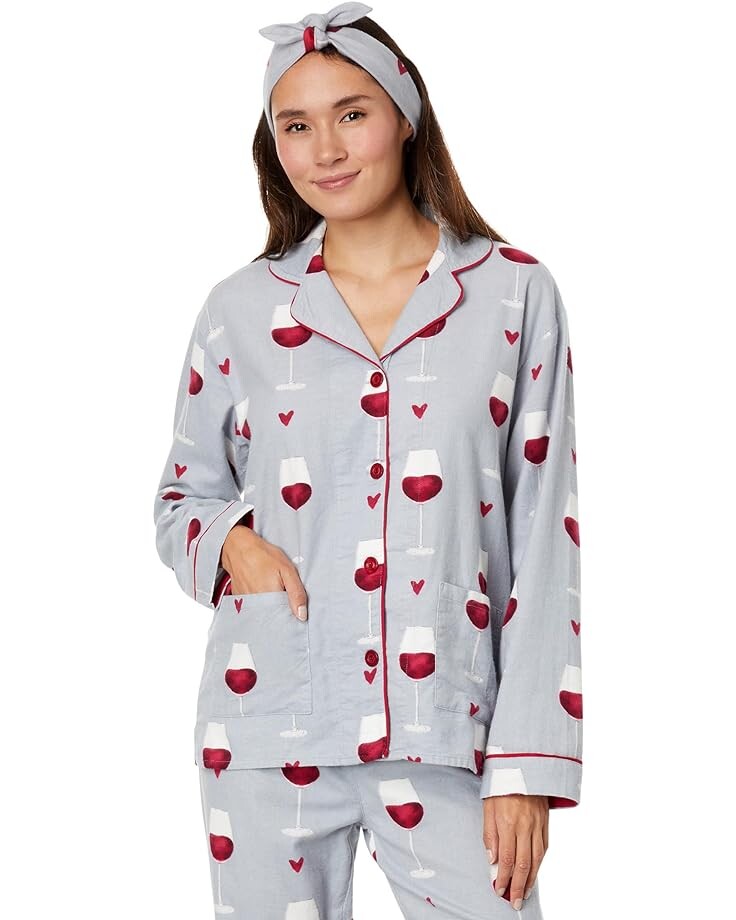 

Пижамный комплект P.J. Salvage Flannel PJ Set with Headband, цвет Grey Rise & Wine