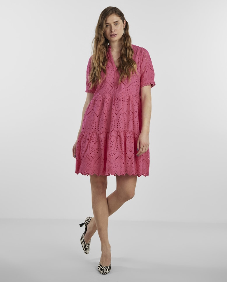 Короткое вырезанное женское платье Yas, розовый женское короткое вечернее платье с v образным вырезом бордовое кружевное платье без рукавов