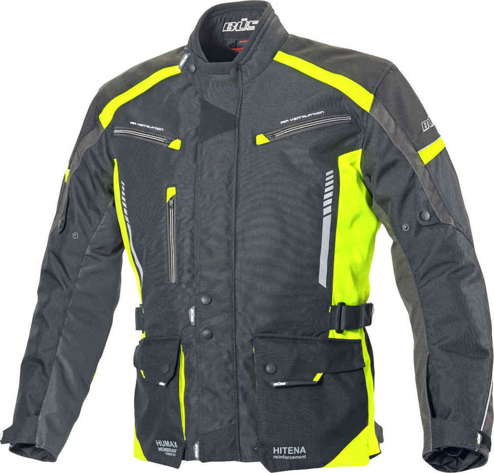 Мотоциклетная текстильная куртка Torino II Büse, черный/неоновый/желтый